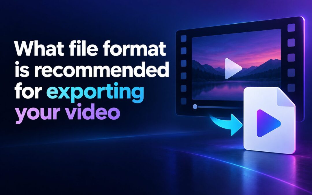 Video export settings showing MP4 selected as the recommended file format